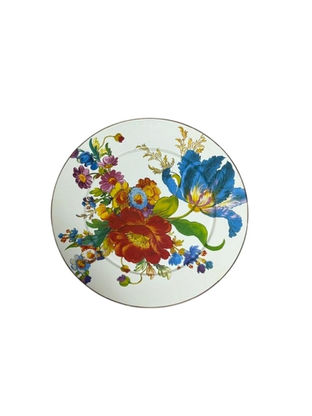 Mackenzie Childs Flower market 16" Serving Tray White Retired
